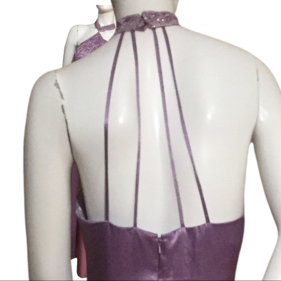 Gorgeous Designer Purple Beaded Embroidered Open Back Any Occasion Gown - Picture 2 of 11